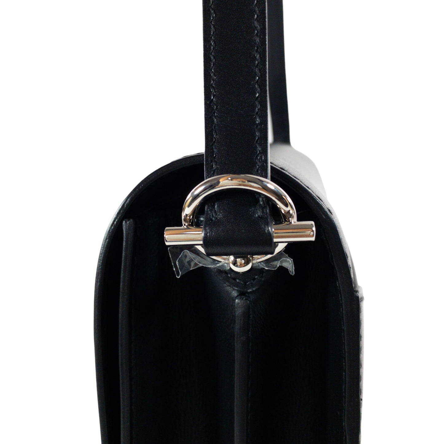 Hermes Black Sac Roulis 23cm PHW