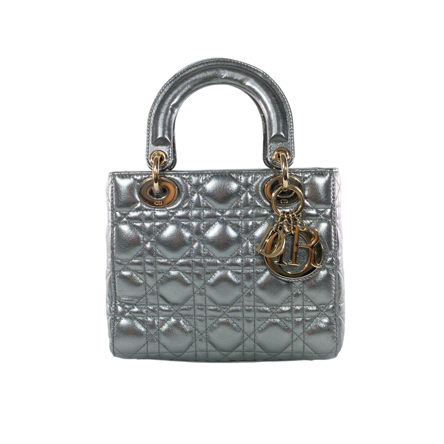 Dior Silver Metallic Small Lady Dior GHW