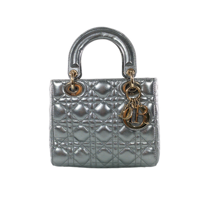Dior Silver Metallic Small Lady Dior GHW
