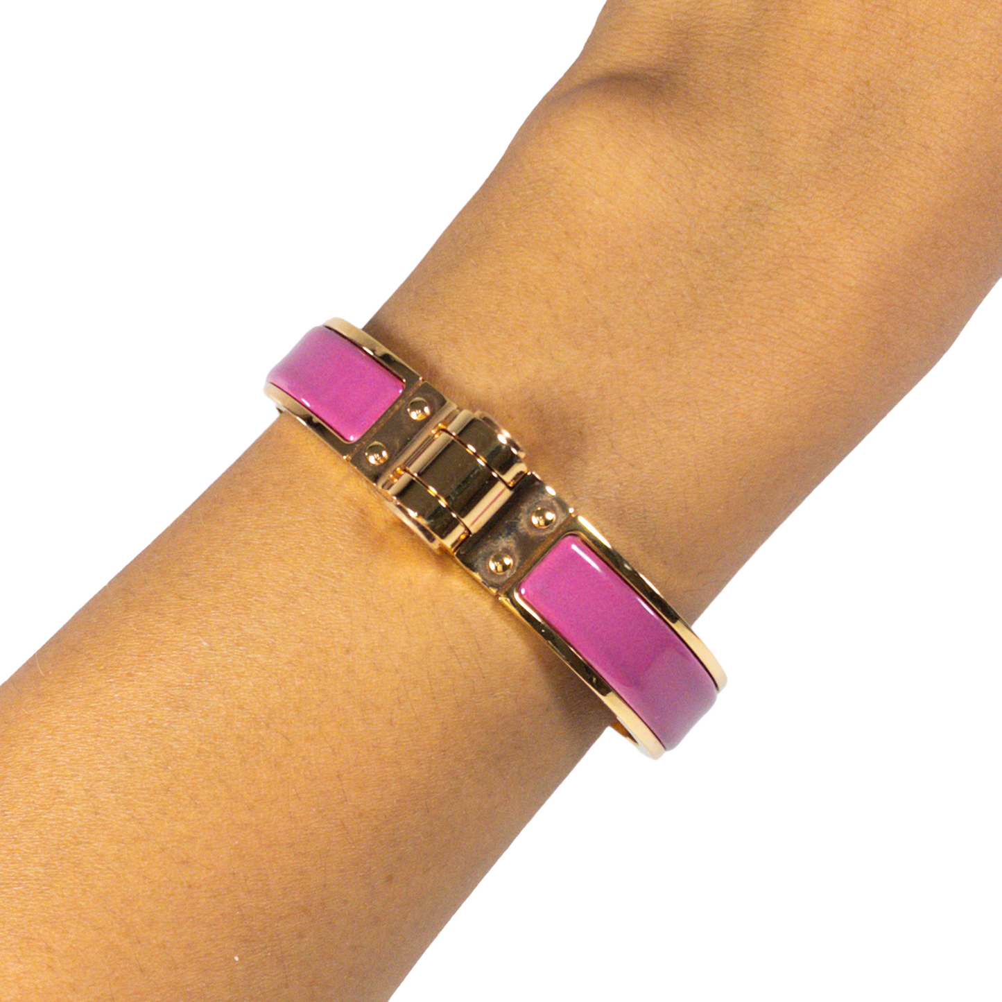 Hermes Rose Azalee Narrow Hinged Bracelet Rose Gold