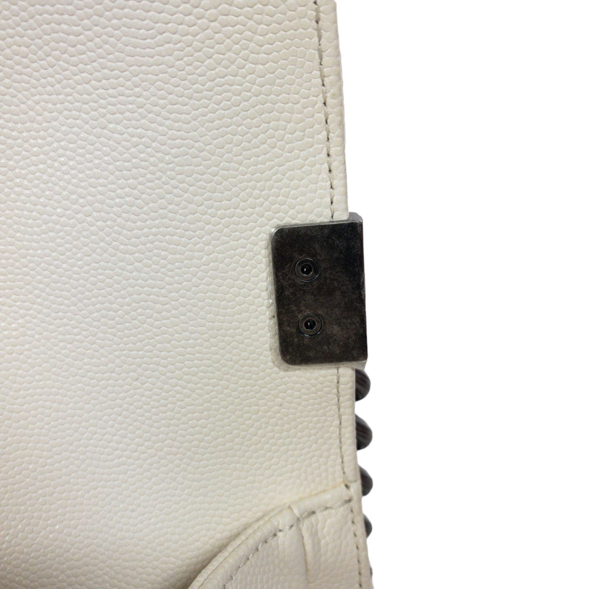 Chanel White Caviar Medium Boy RHW