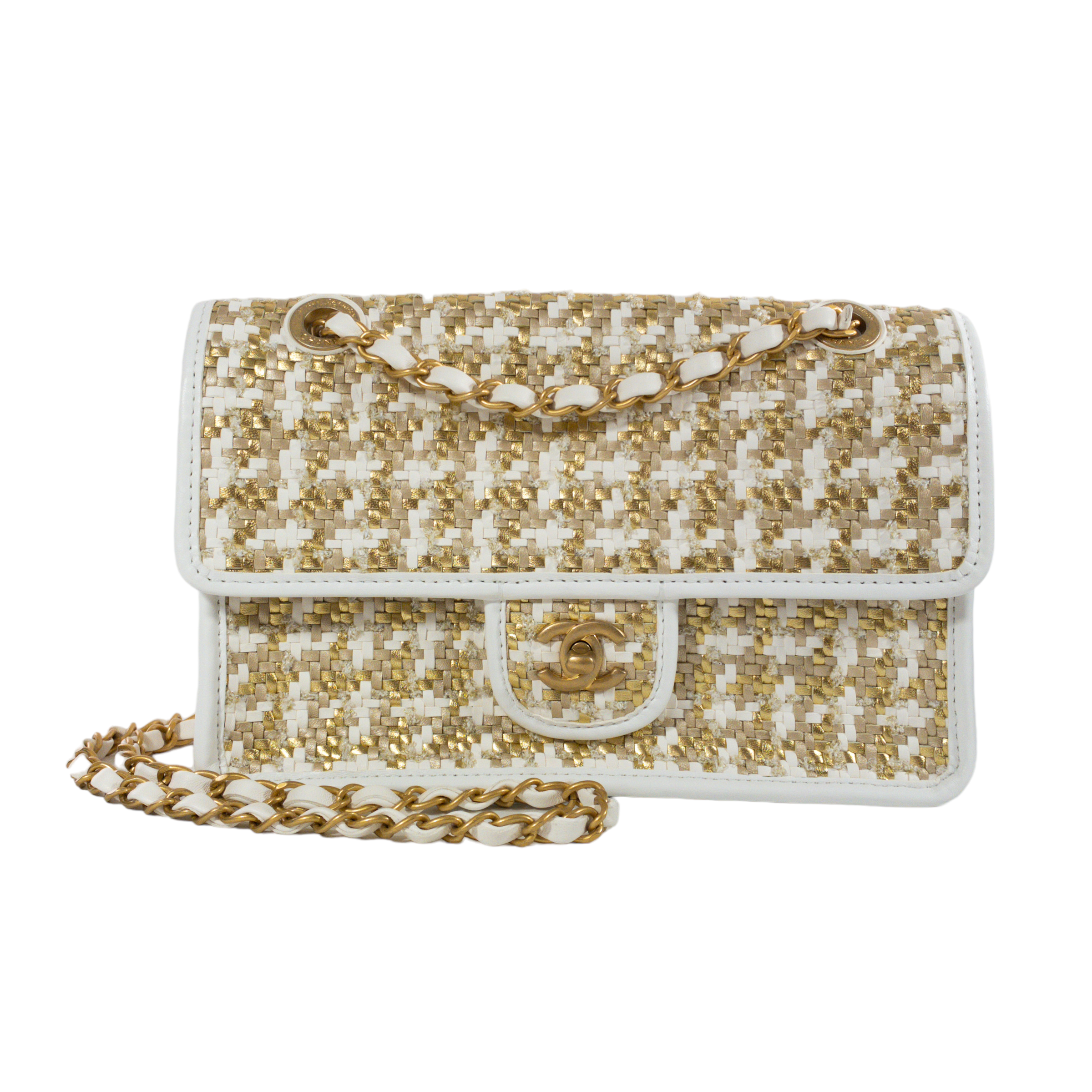 Chanel Gold Woven Limited Edition Single Flap