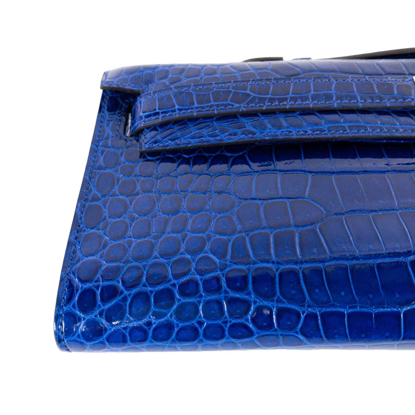 Hermes Blue Electric Kelly Cut Crocodile PHW