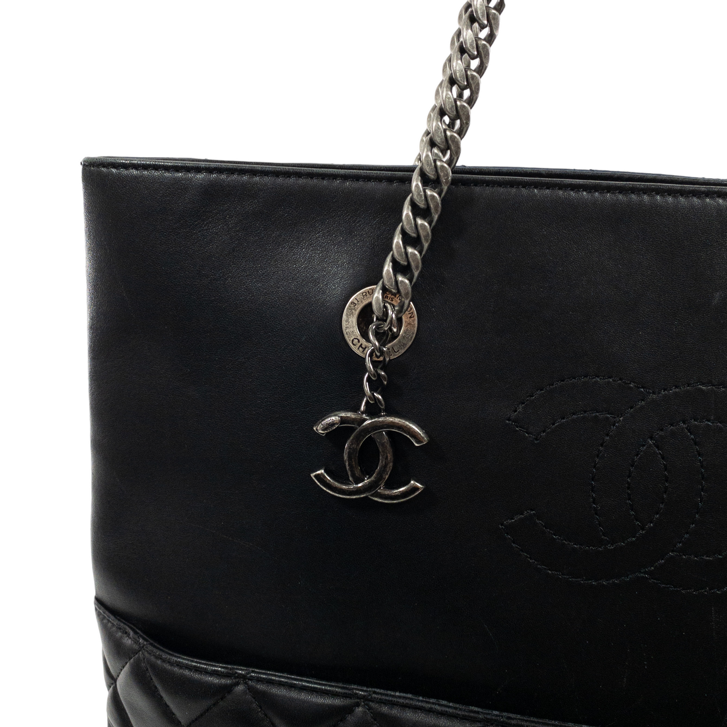 Chanel Navy/Black Quilted Lambskin Shopper Tote RHW