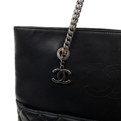 Chanel Navy/Black Quilted Lambskin Shopper Tote RHW