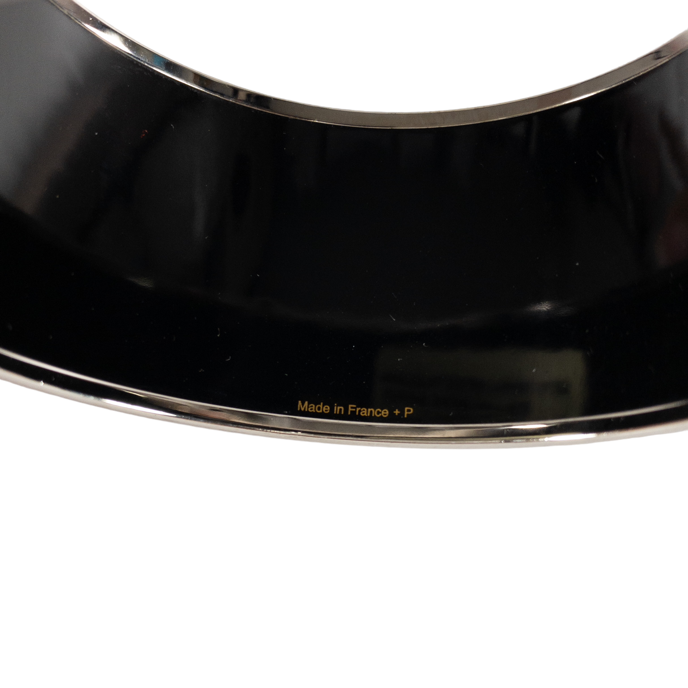 Hermes Extra-Wide Black and Gray Chain D'Ancre Enamel Bangle