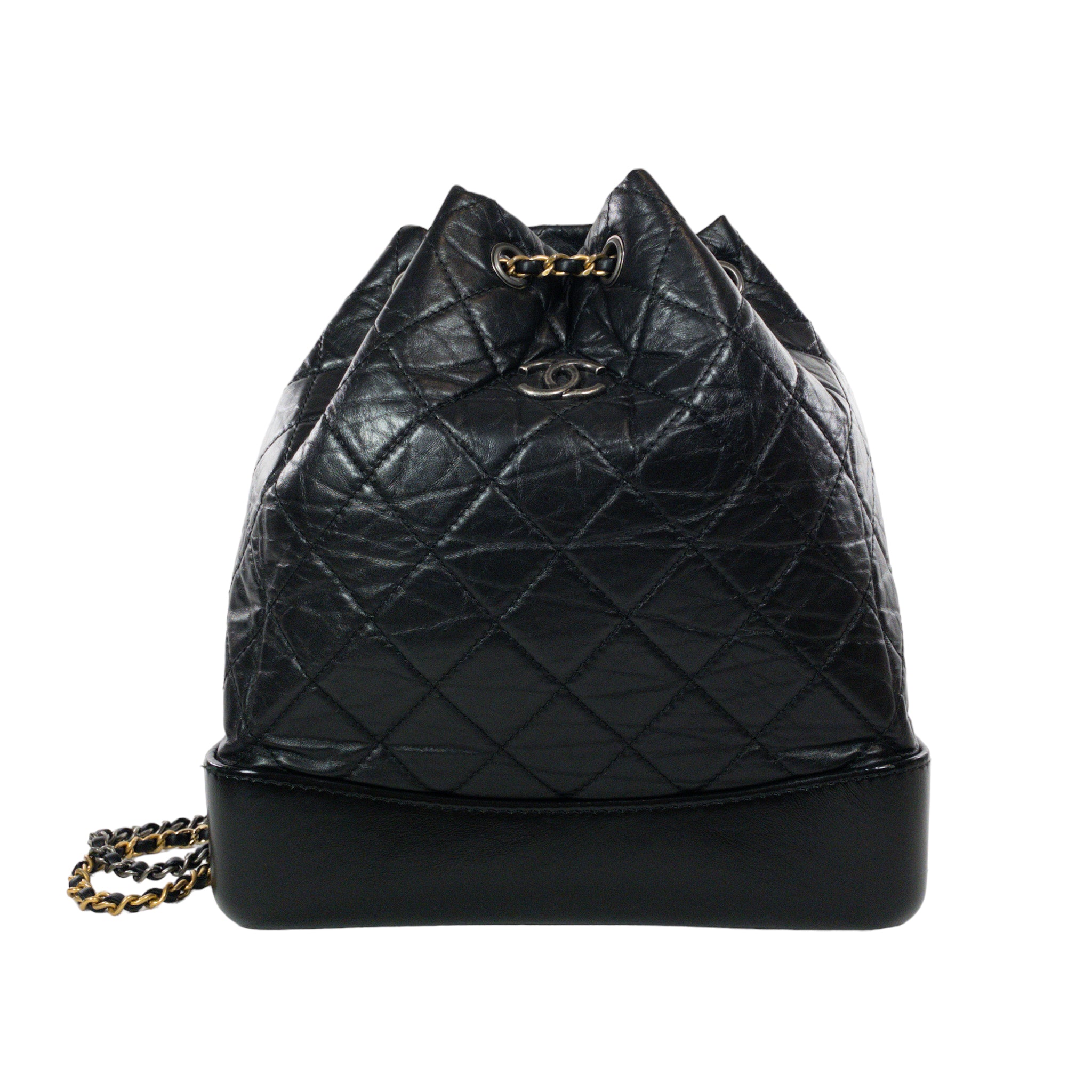 Chanel - Authenticated Gabrielle Handbag - Leather Black Plain for Women, Good Condition