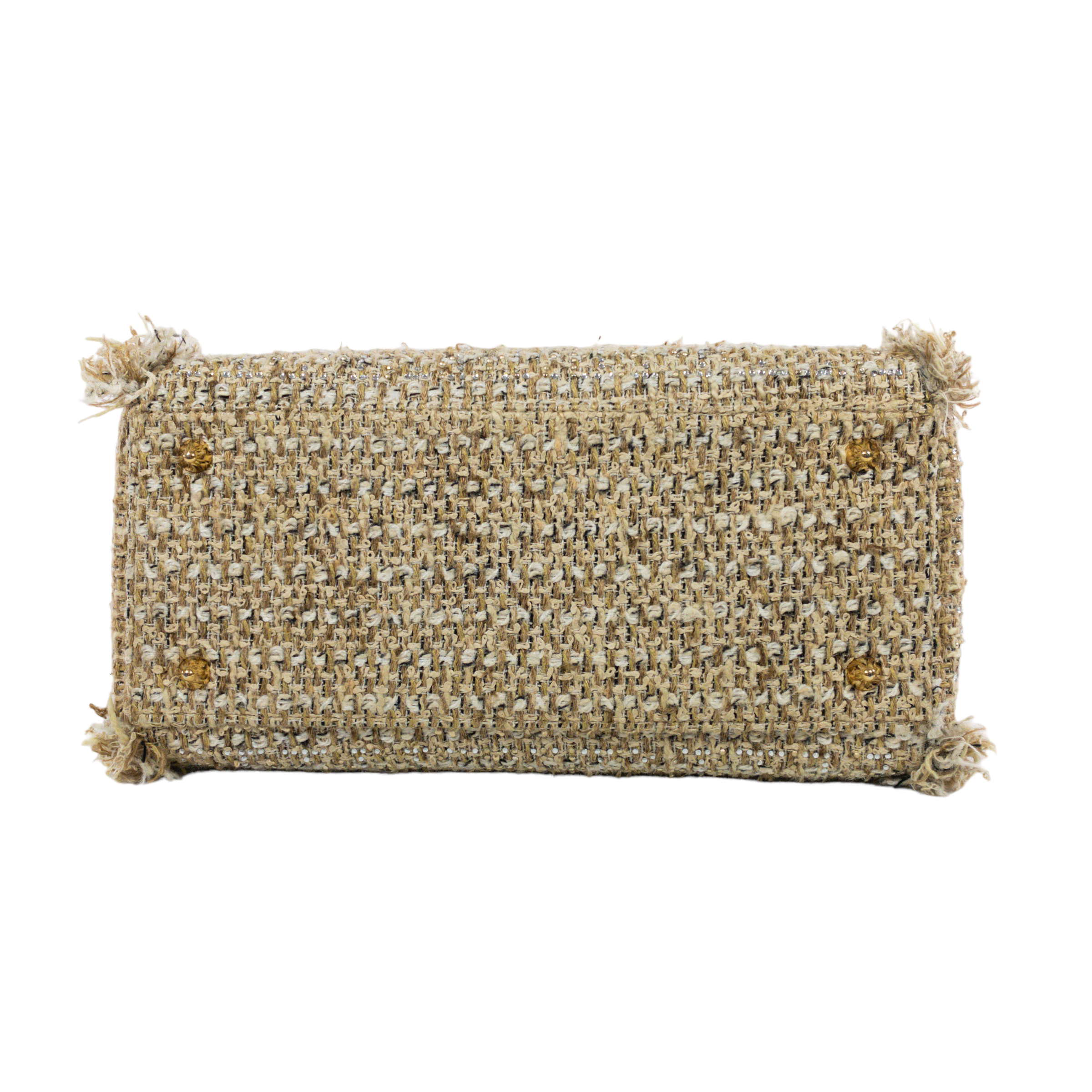 Dior Taupe Tweed Medium Lady Dior w Crystals
