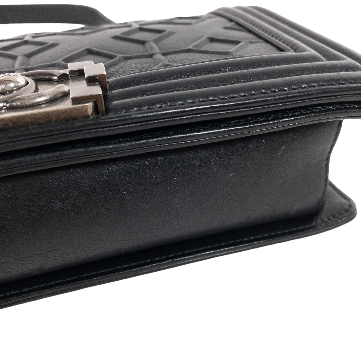 Chanel Black Arabesque Embossed Medium Boy Bag RHW