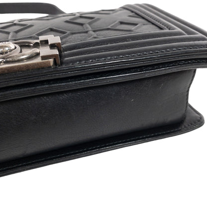 Chanel Black Arabesque Embossed Medium Boy Bag RHW