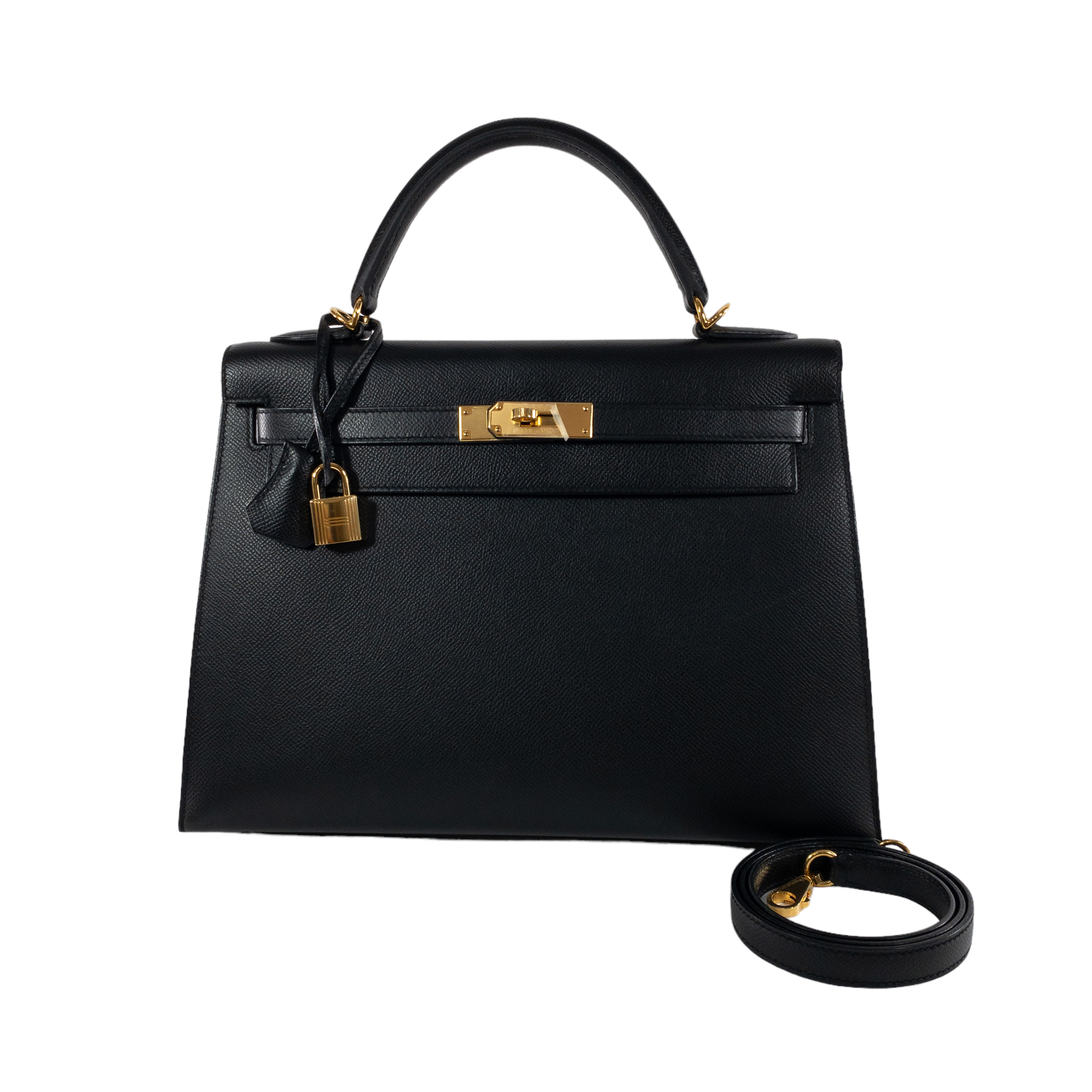 Hermes Kelly 32 Black Epsom Sellier GHW