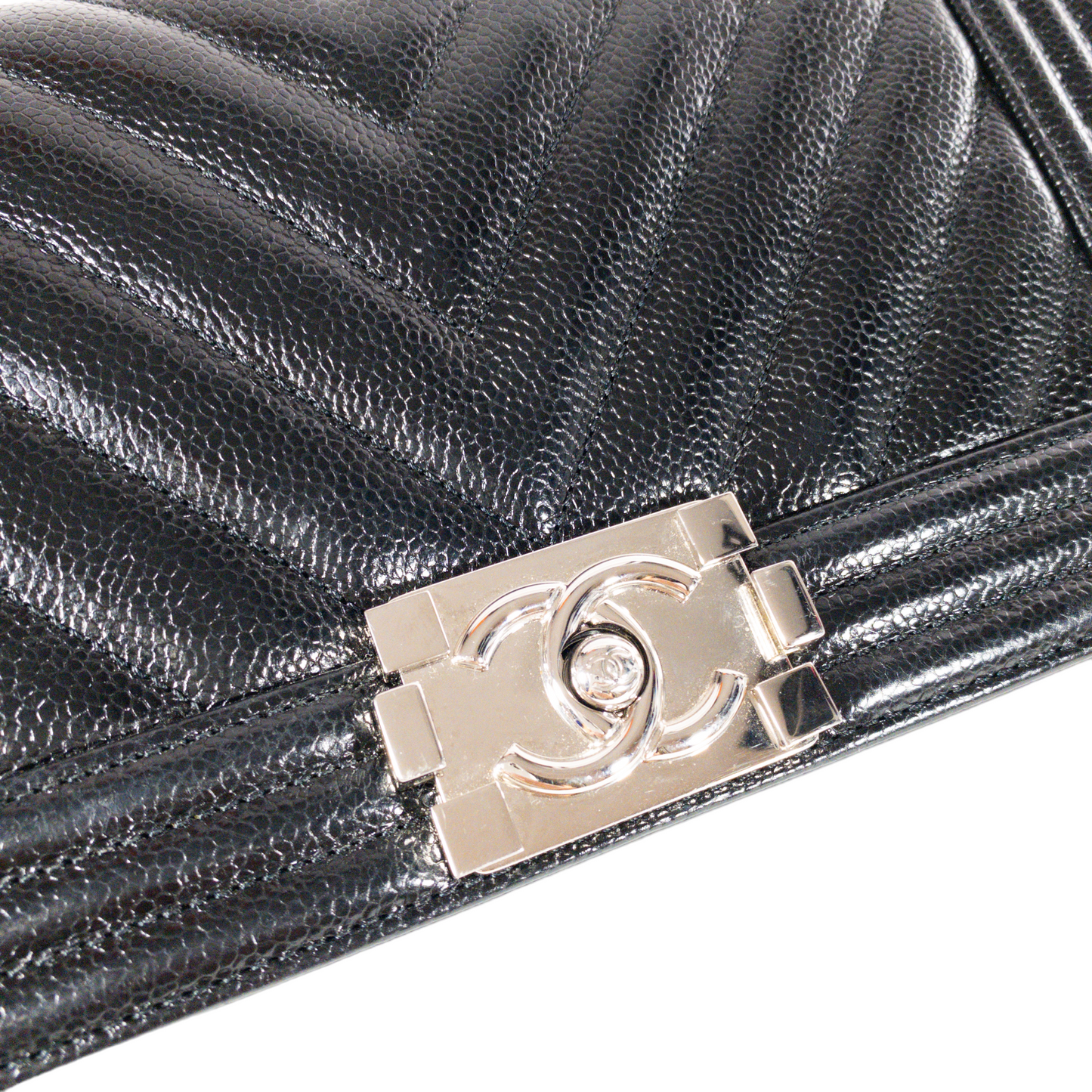Chanel Black Caviar Medium Boy Bag SHW
