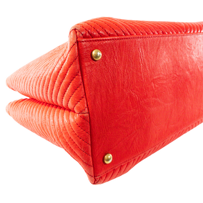 Chanel Bright Red Chevron Shopper Tote GHW