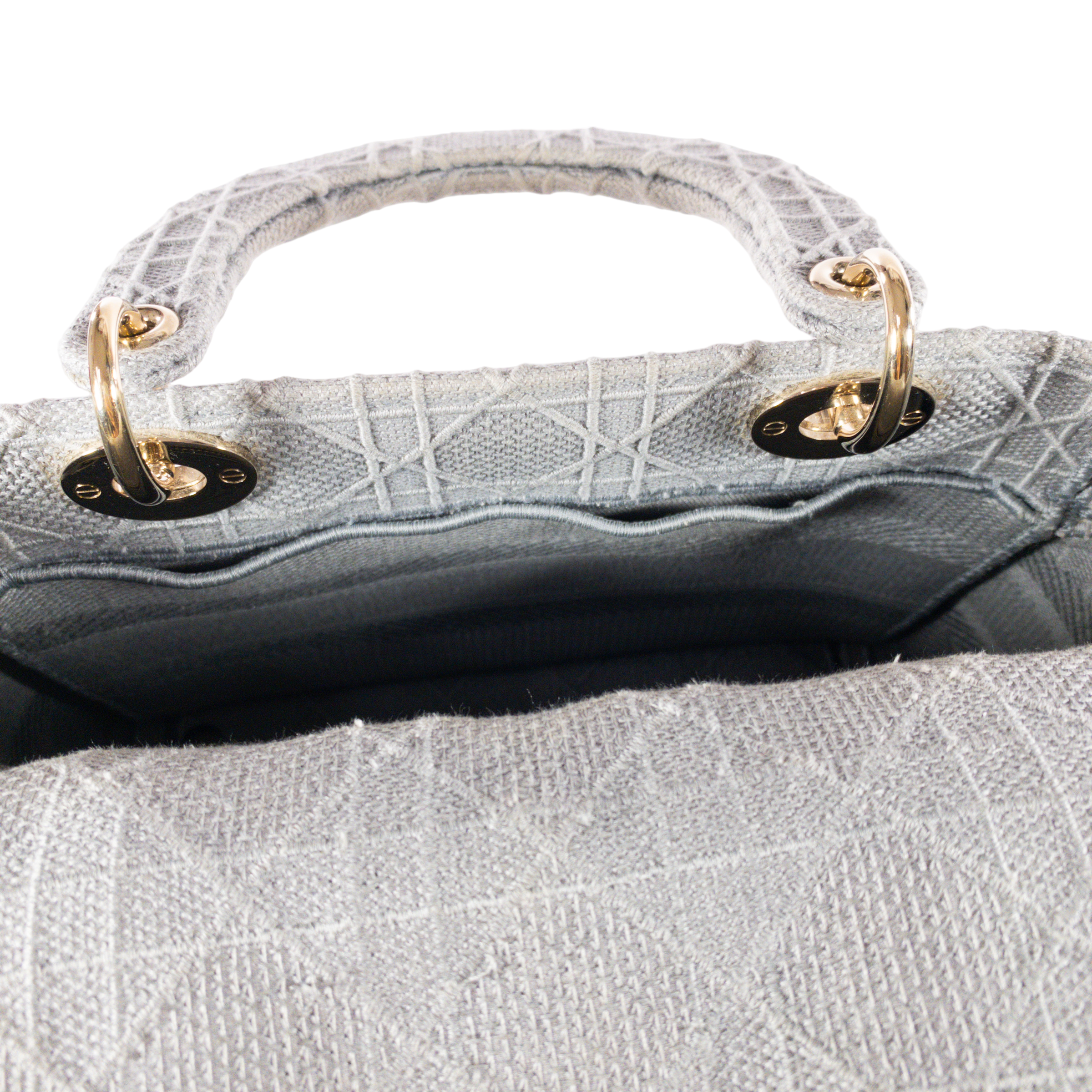 Dior Gray Embroidered Canvas Lady D-Lite