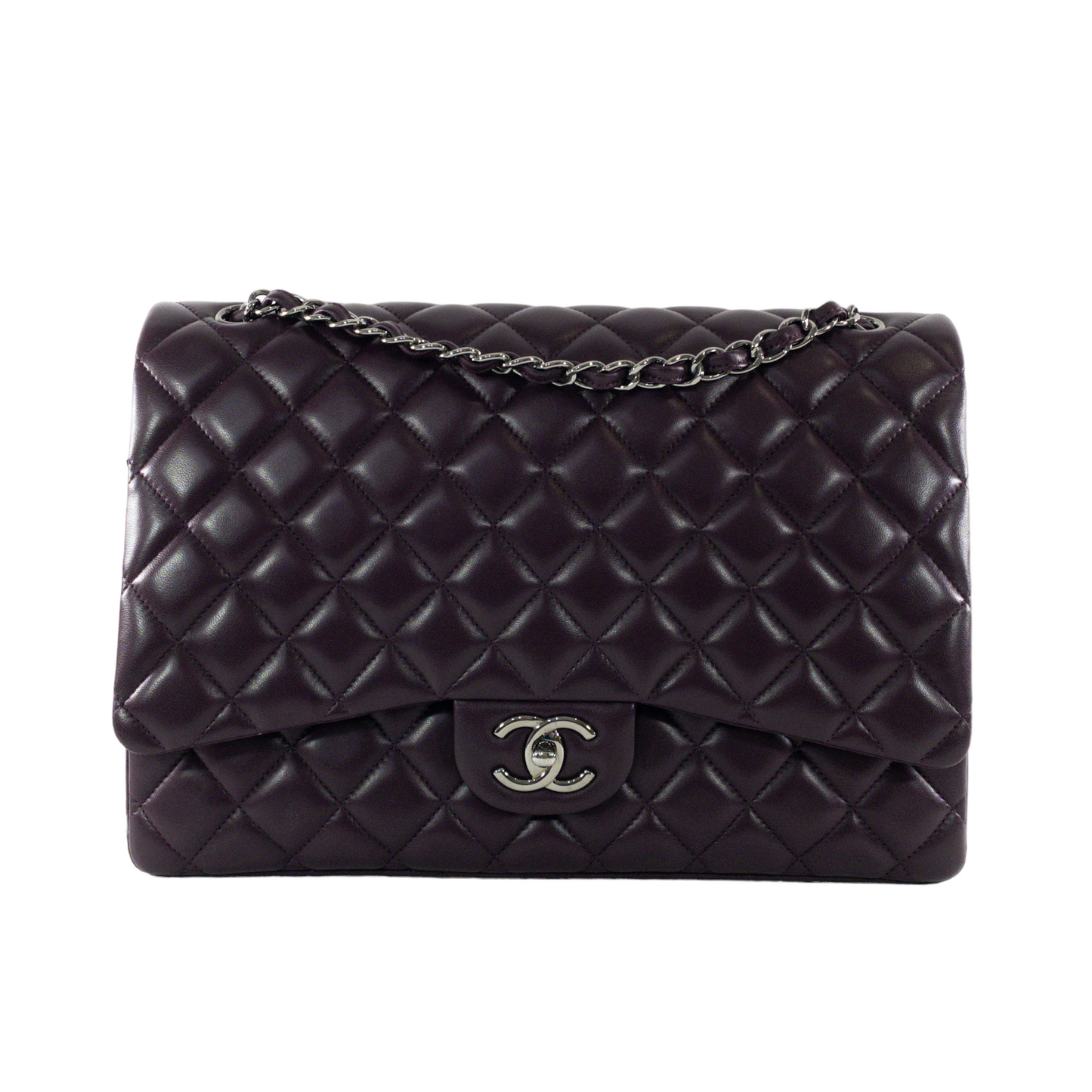 Chanel Plum Lambskin Maxi SHW