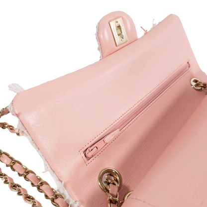Chanel Pink Tweed Medium Classic Flap GHW