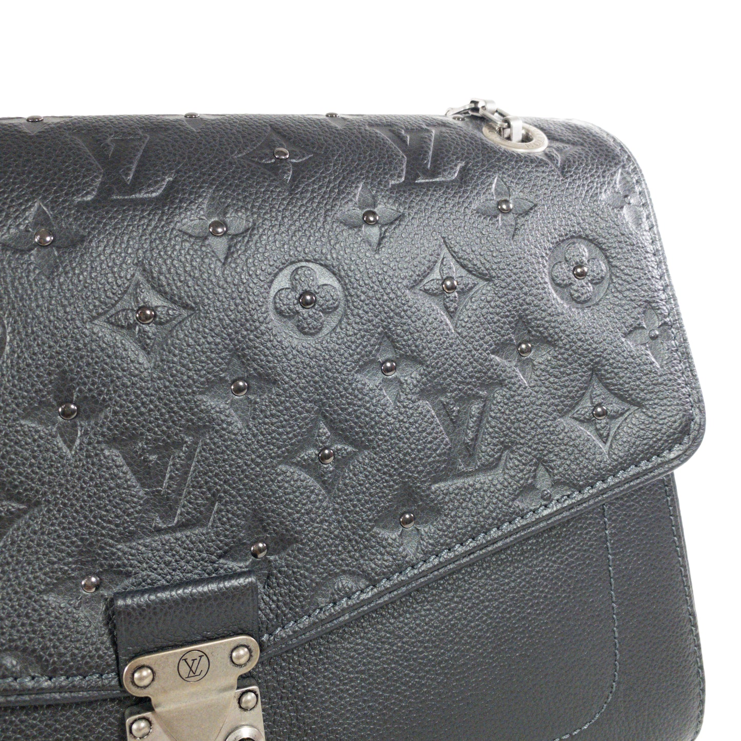 Louis Vuitton Graphite Metallic Saint Germain Studded Flap Bag