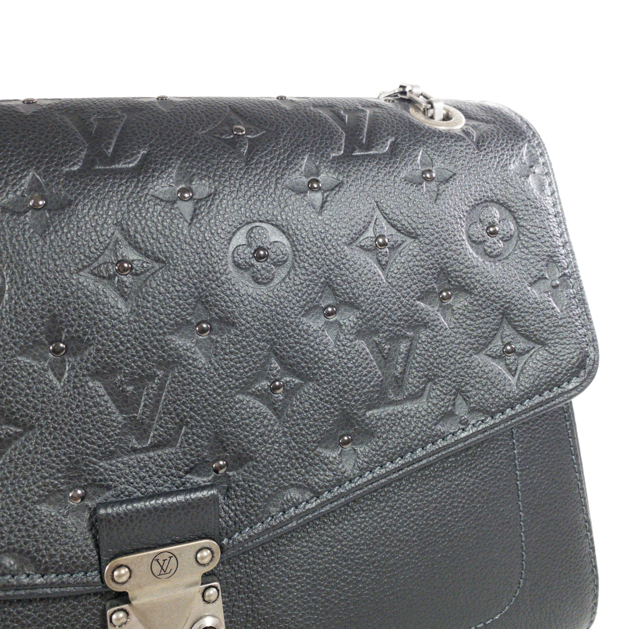 Louis Vuitton Graphite Metallic Saint Germain Studded Flap Bag