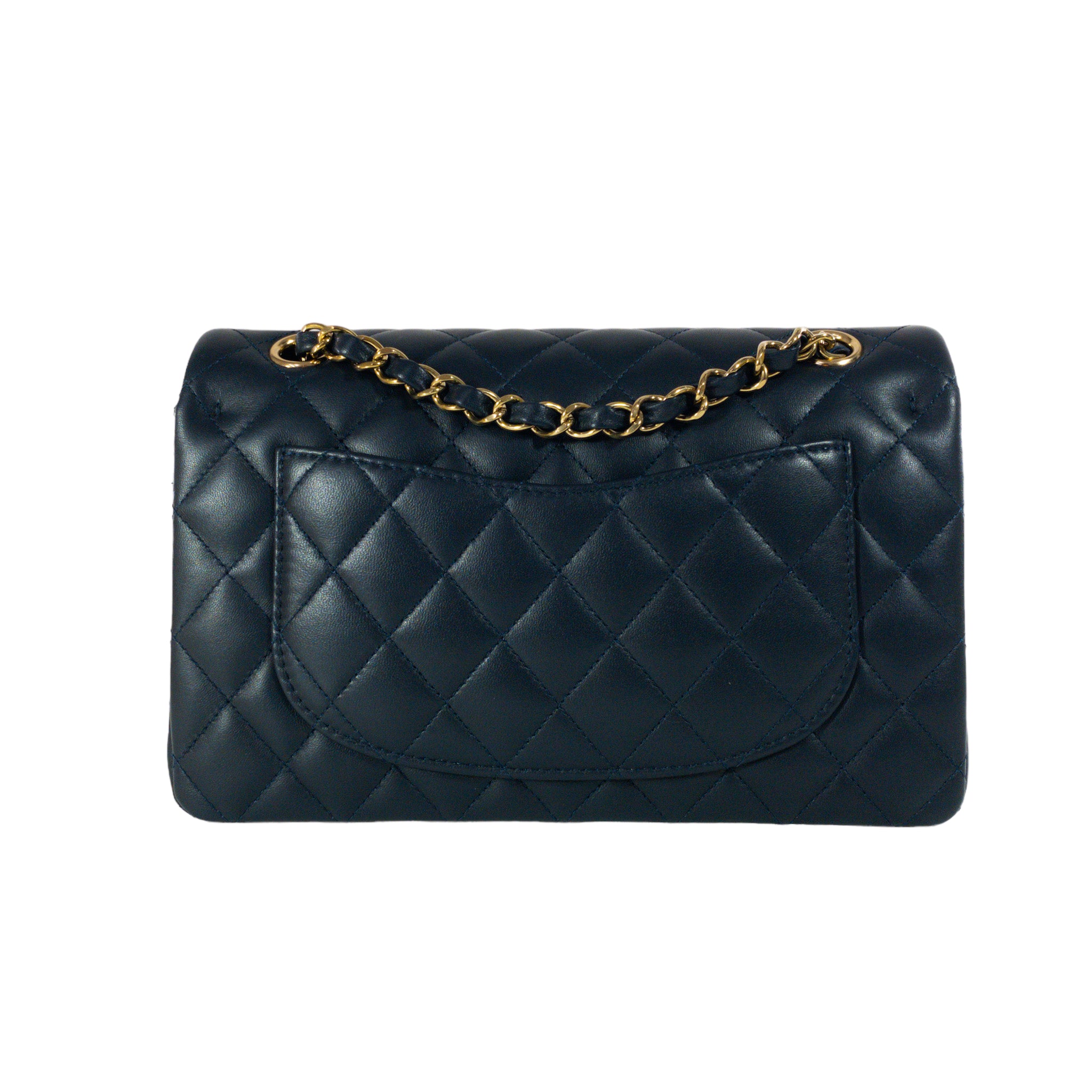 Chanel Navy Lambskin Small Classic Flap GHW