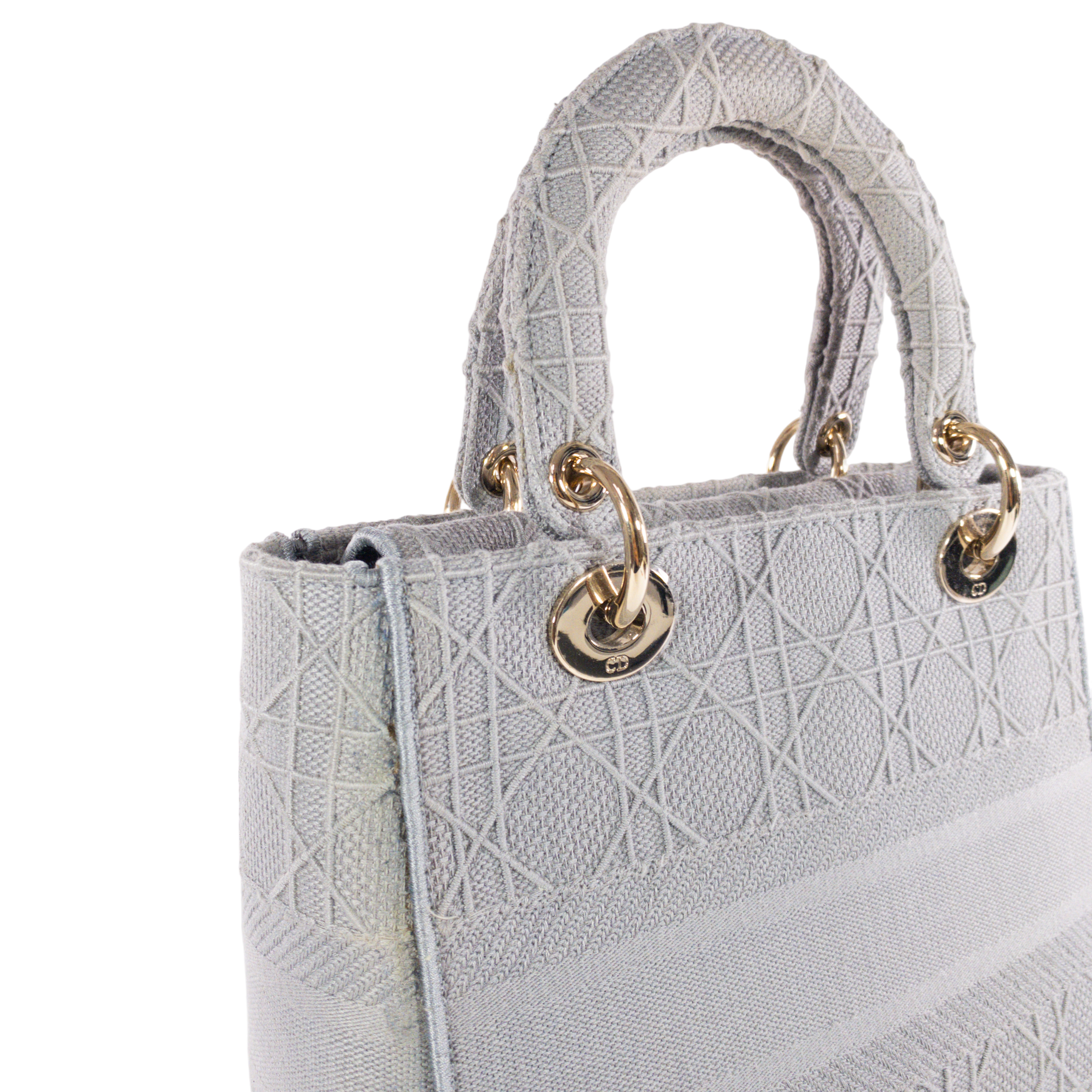 Dior Gray Embroidered Canvas Lady D-Lite