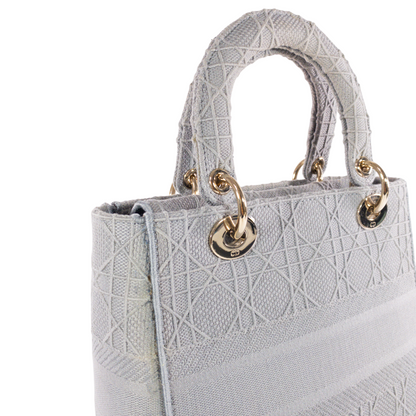 Dior Gray Embroidered Canvas Lady D-Lite