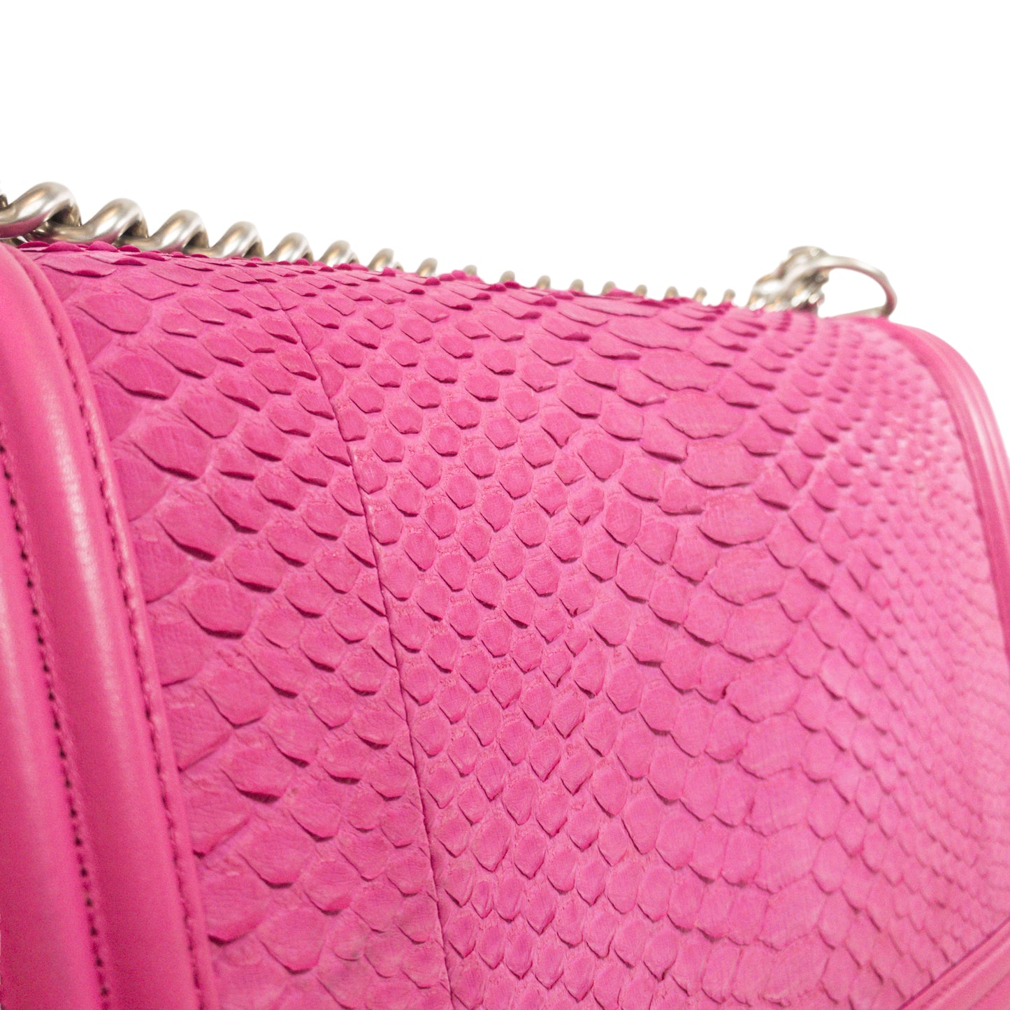 Chanel Pink Python Large Boy Bag SHW