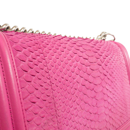 Chanel Pink Python Large Boy Bag SHW