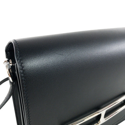 Hermes Black Sac Roulis 23cm PHW