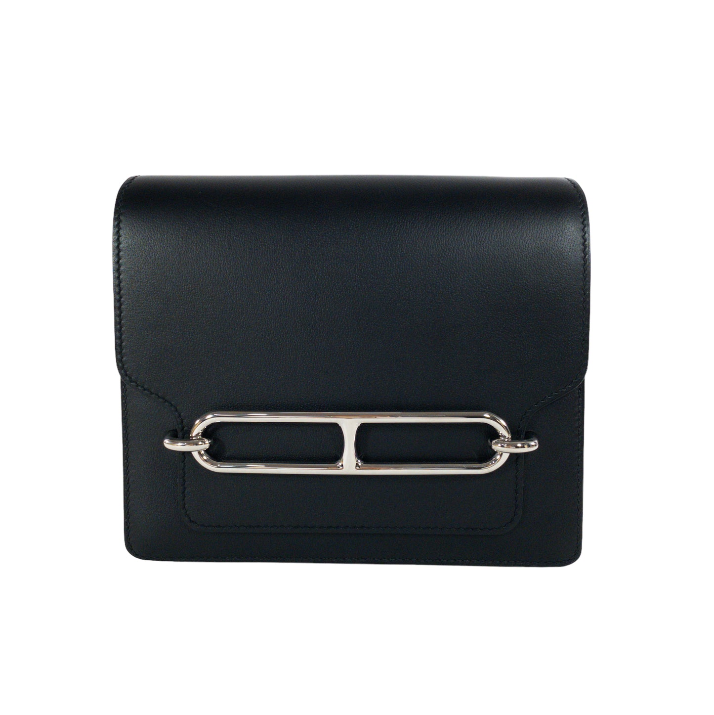 Hermes Black Sac Roulis 23cm PHW