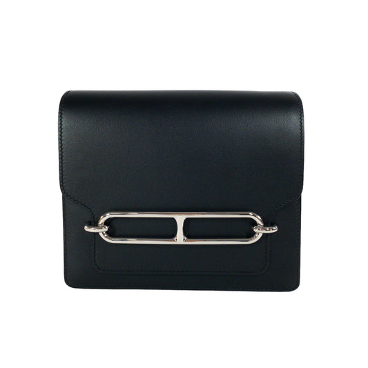 Hermes Black Sac Roulis 23cm PHW