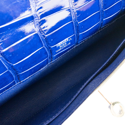 Hermes Blue Electric Kelly Cut Crocodile PHW