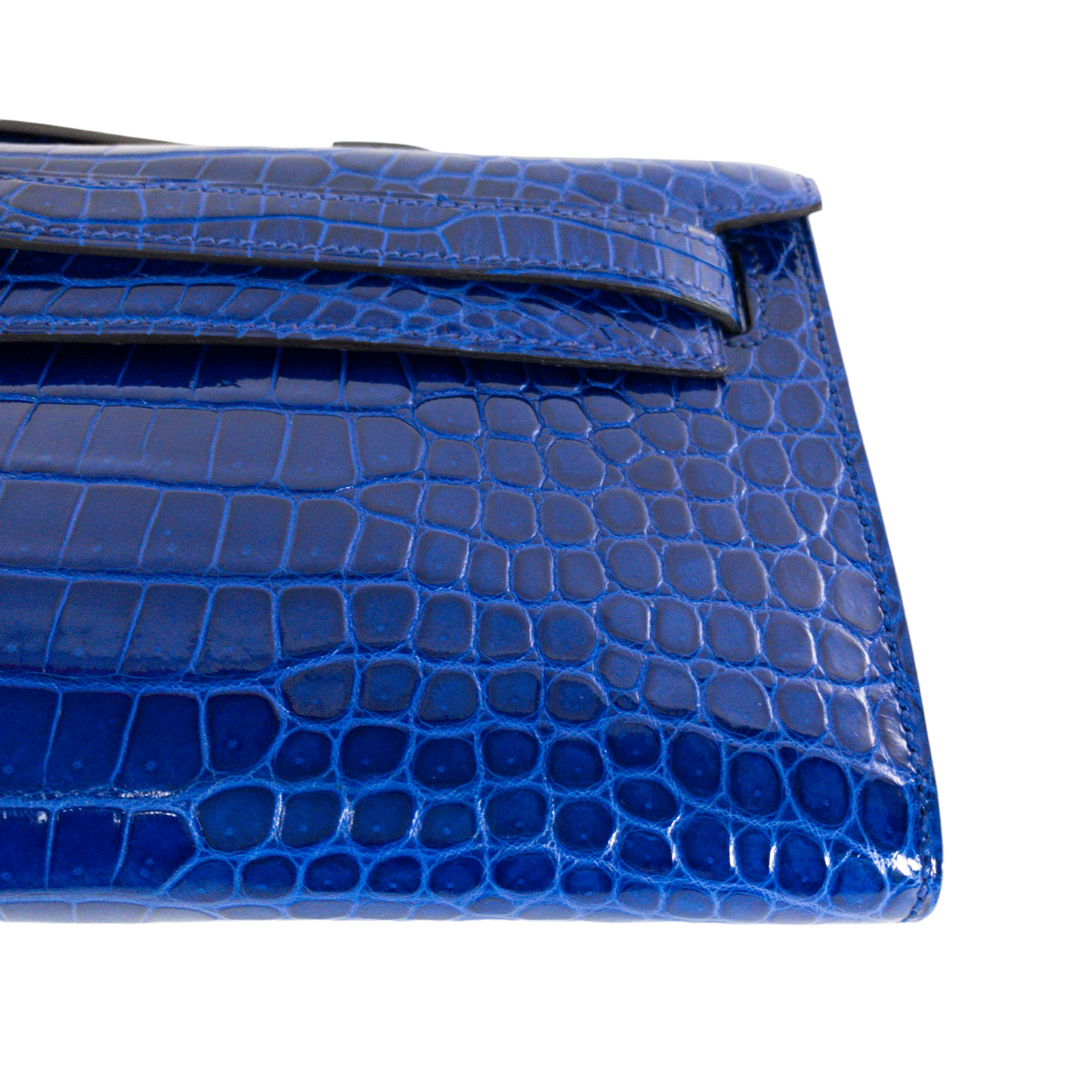 Hermes Blue Electric Kelly Cut Crocodile PHW