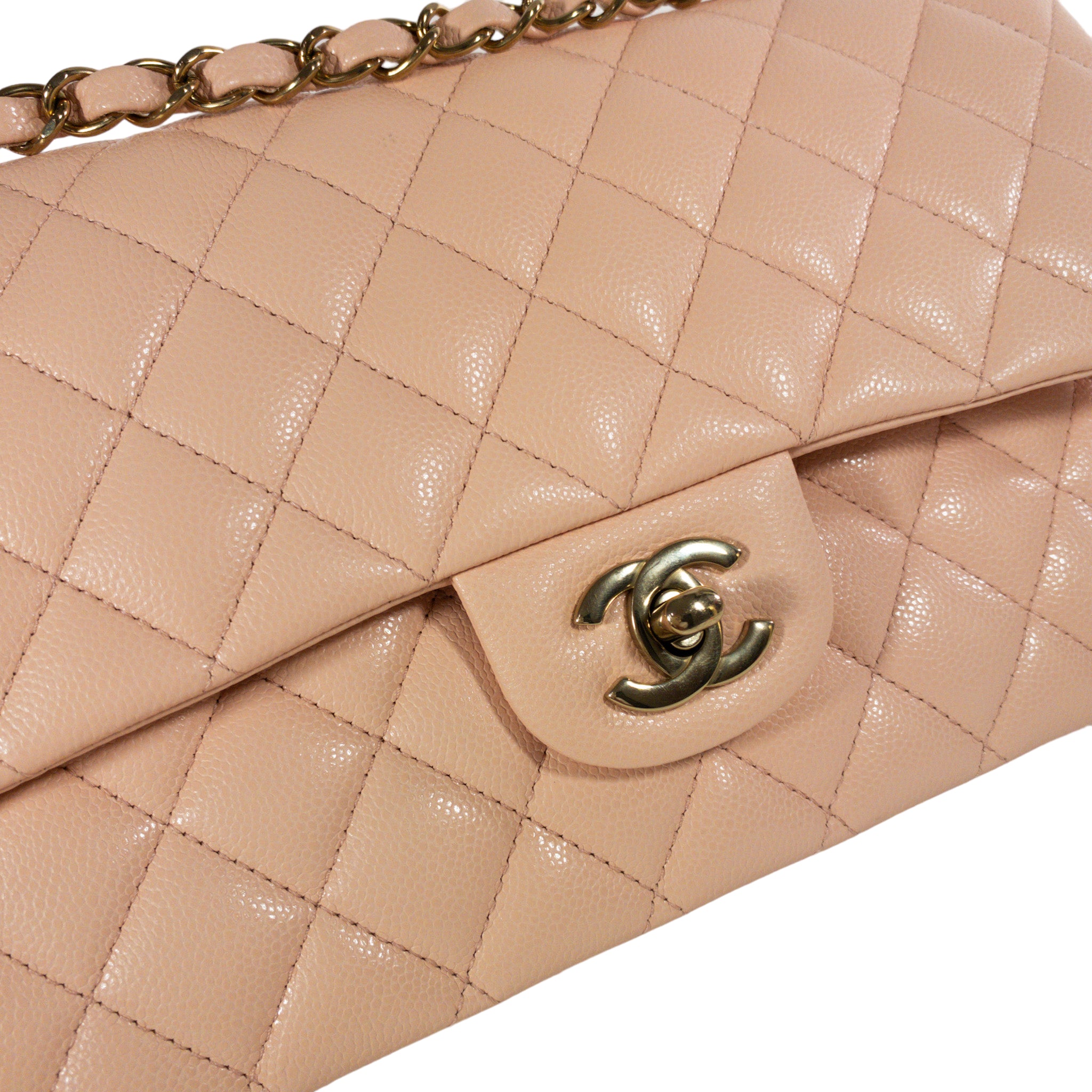 Chanel Peach Caviar Medium Flap GHW