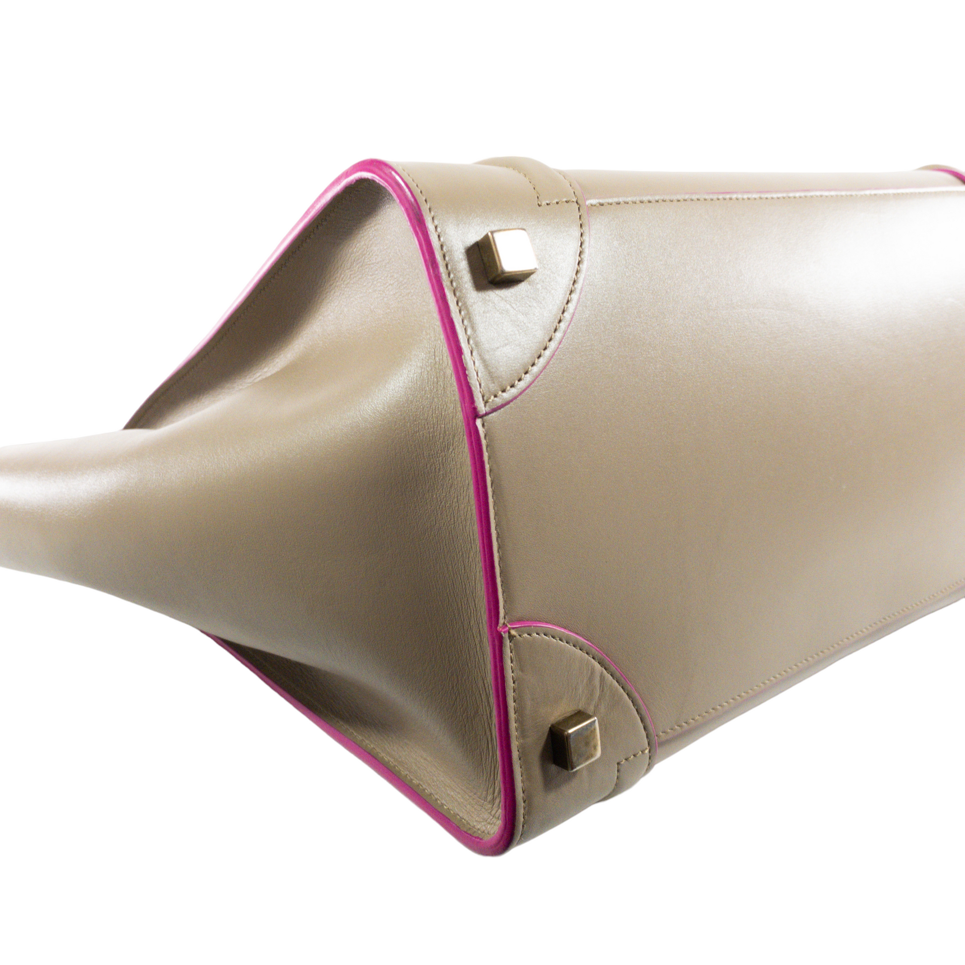 Celine Taupe Mini Luggage Tote w Pink Trim – Consign of the Times ™ Celine Taupe Mini Luggage Tote w Pink Trim – Consign of the Times ™