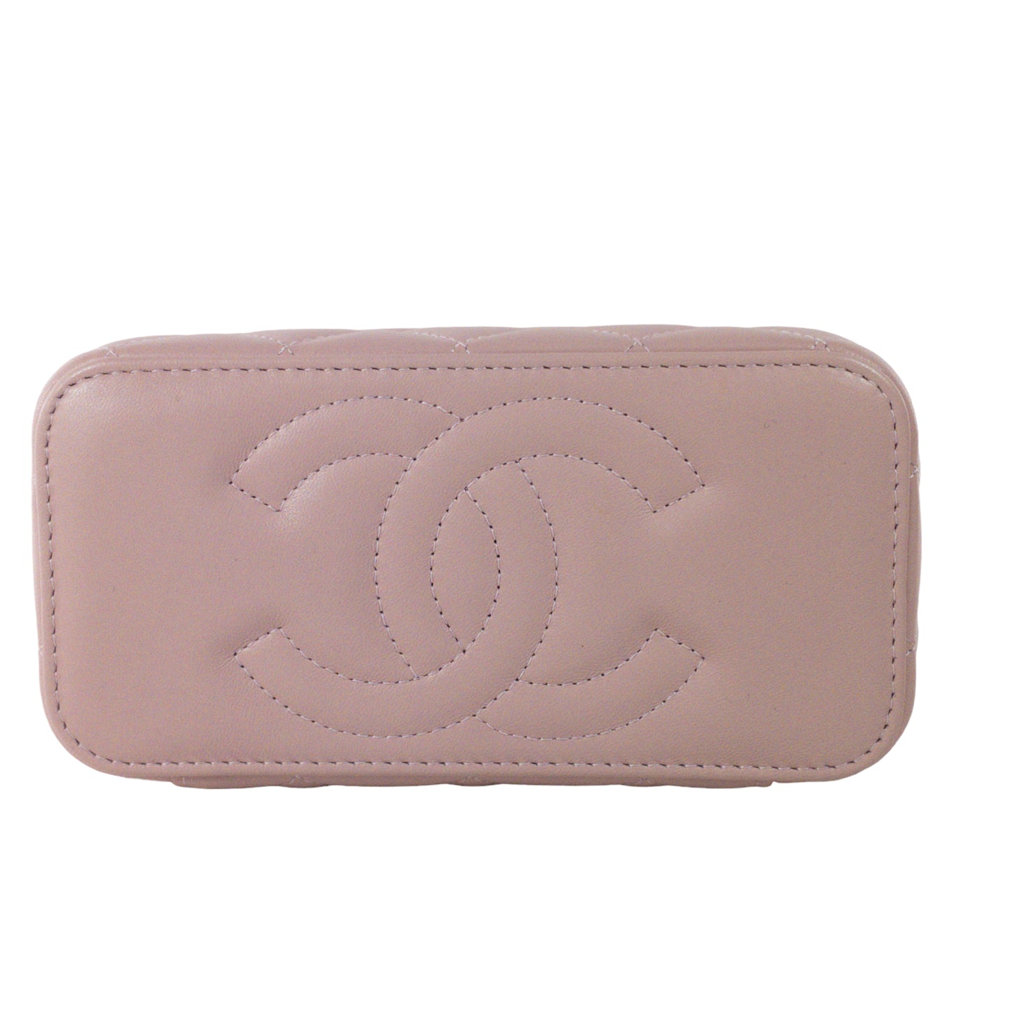 Chanel Pink Lambskin Vanity Case w/ Jeweled Chain