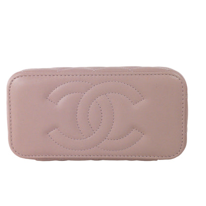 Chanel Pink Lambskin Vanity Case w/ Jeweled Chain