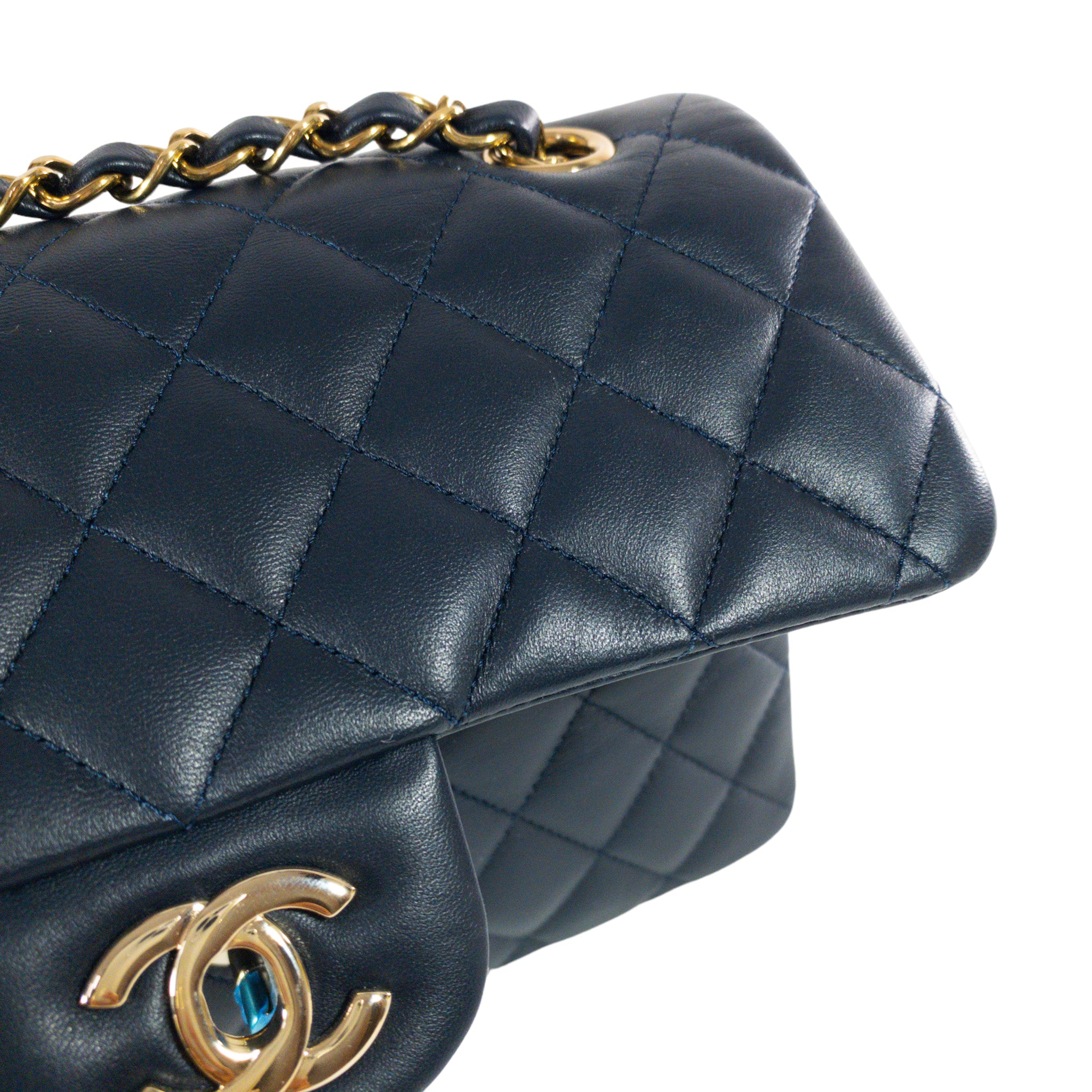 Chanel Navy Lambskin Small Classic Flap GHW