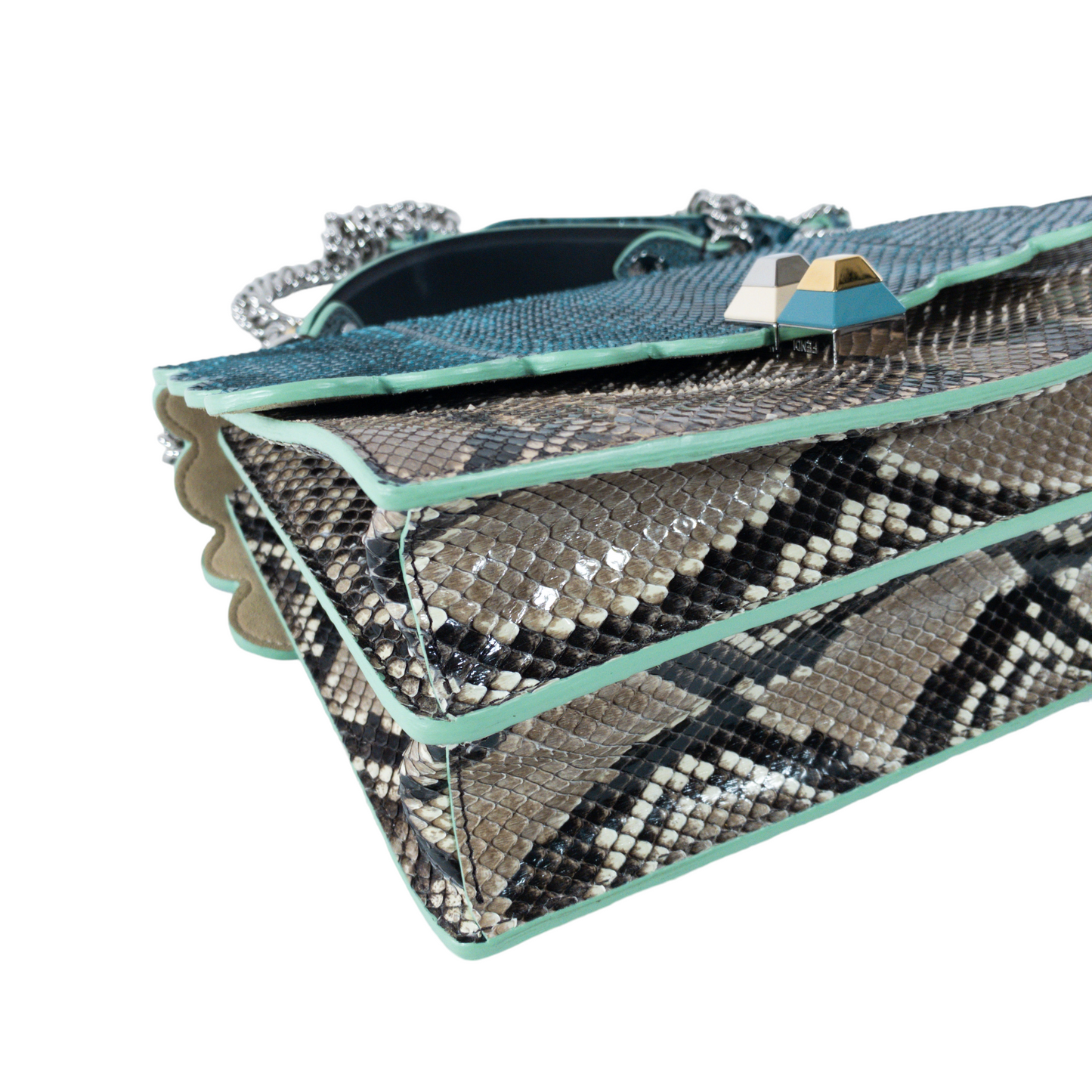 Fendi Python Scalloped Kan I Flap Bag