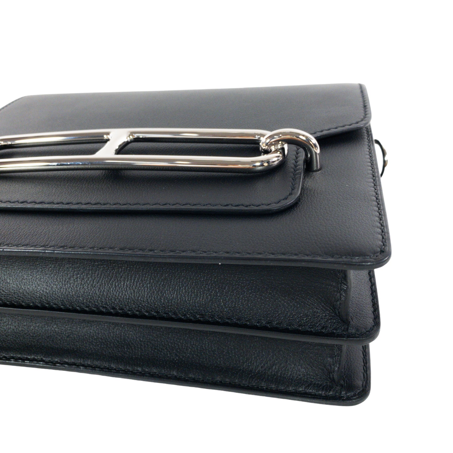 Hermes Black Sac Roulis 23cm PHW