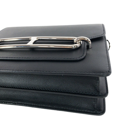 Hermes Black Sac Roulis 23cm PHW