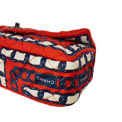 Chanel Printed Silk Medium Single Flap