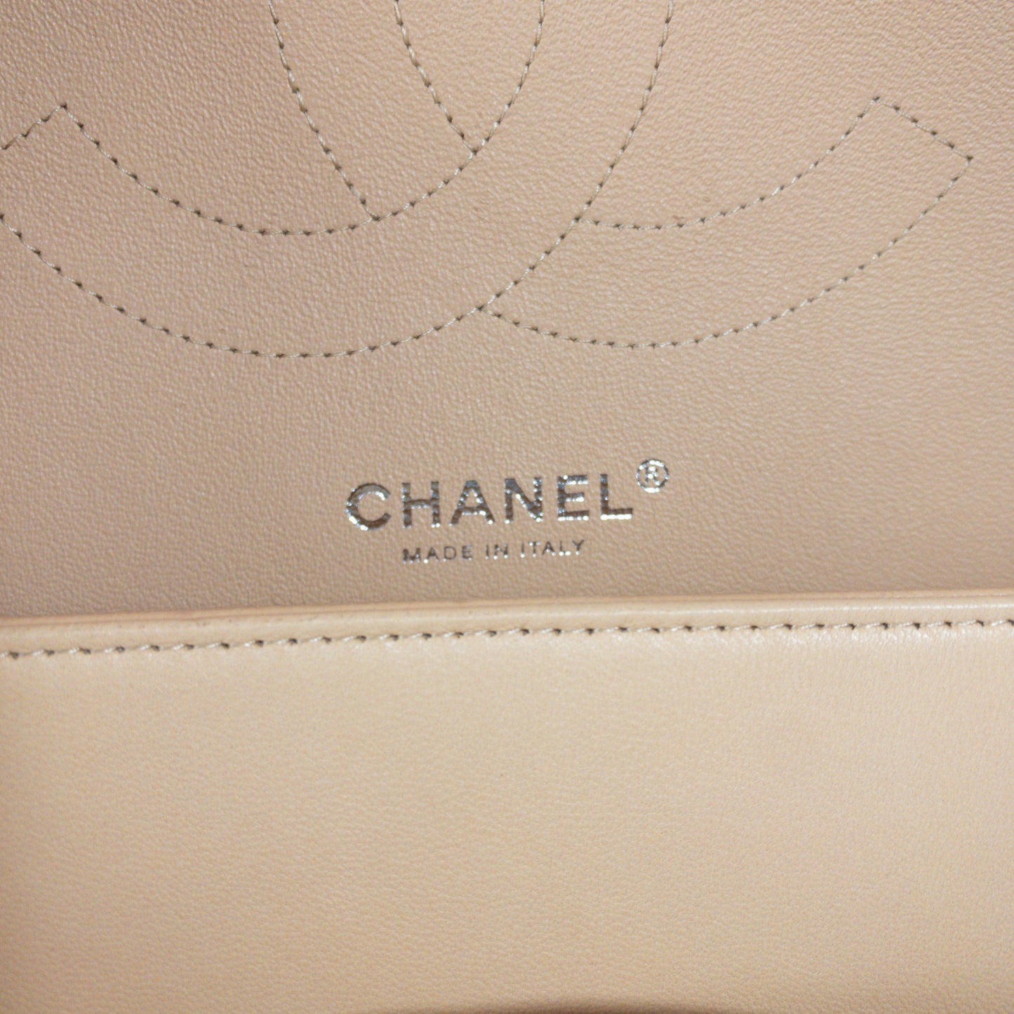 Chanel Beige Lambskin Jumbo Classic Flap SHW