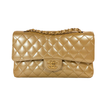 Chanel Gold Patent Medium Flap GHW