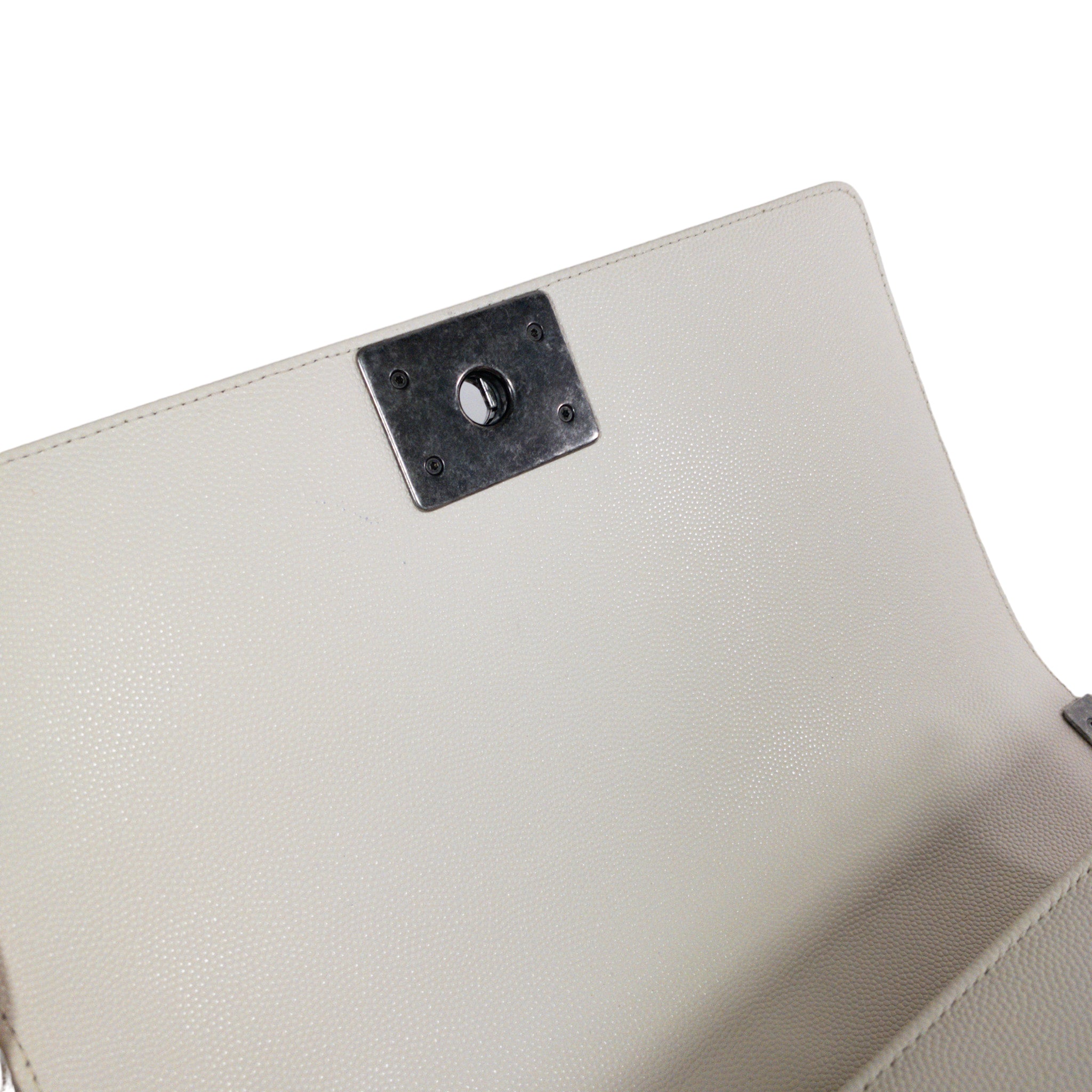 Chanel White Caviar Medium Boy RHW