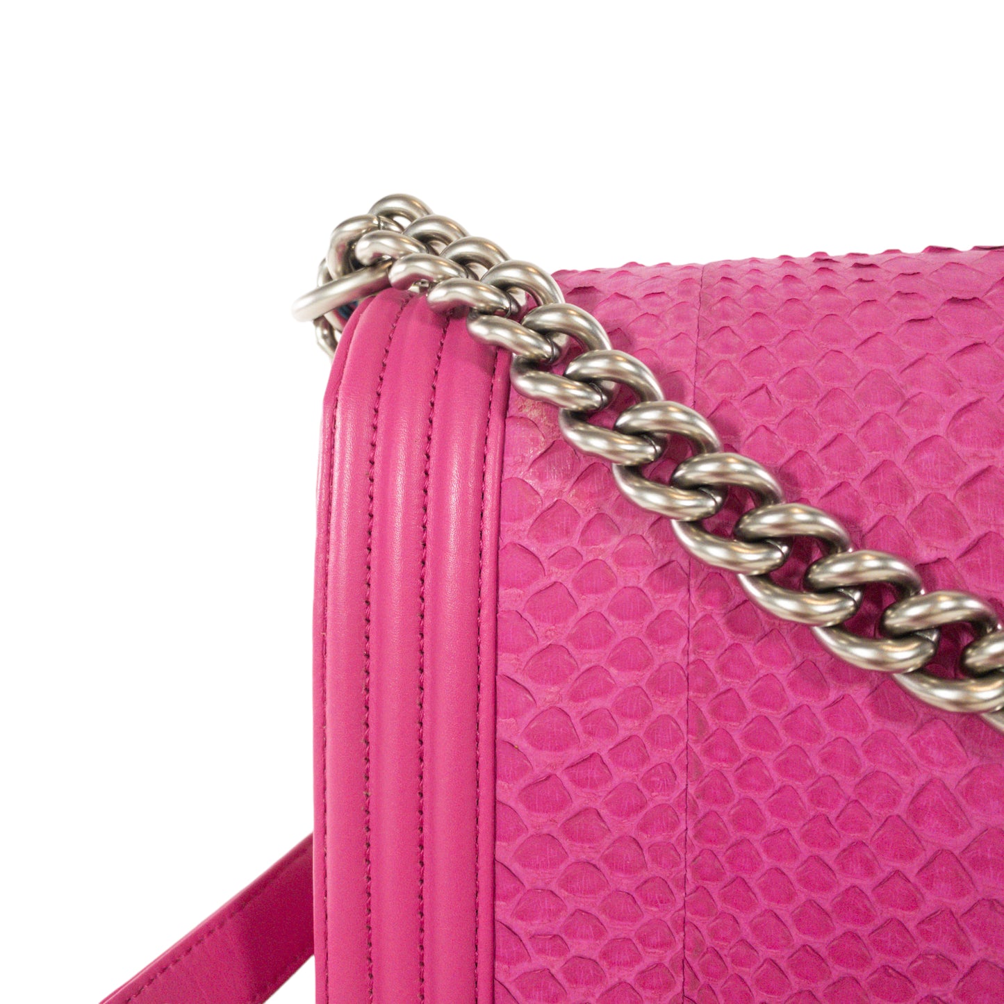 Chanel Pink Python Large Boy Bag SHW