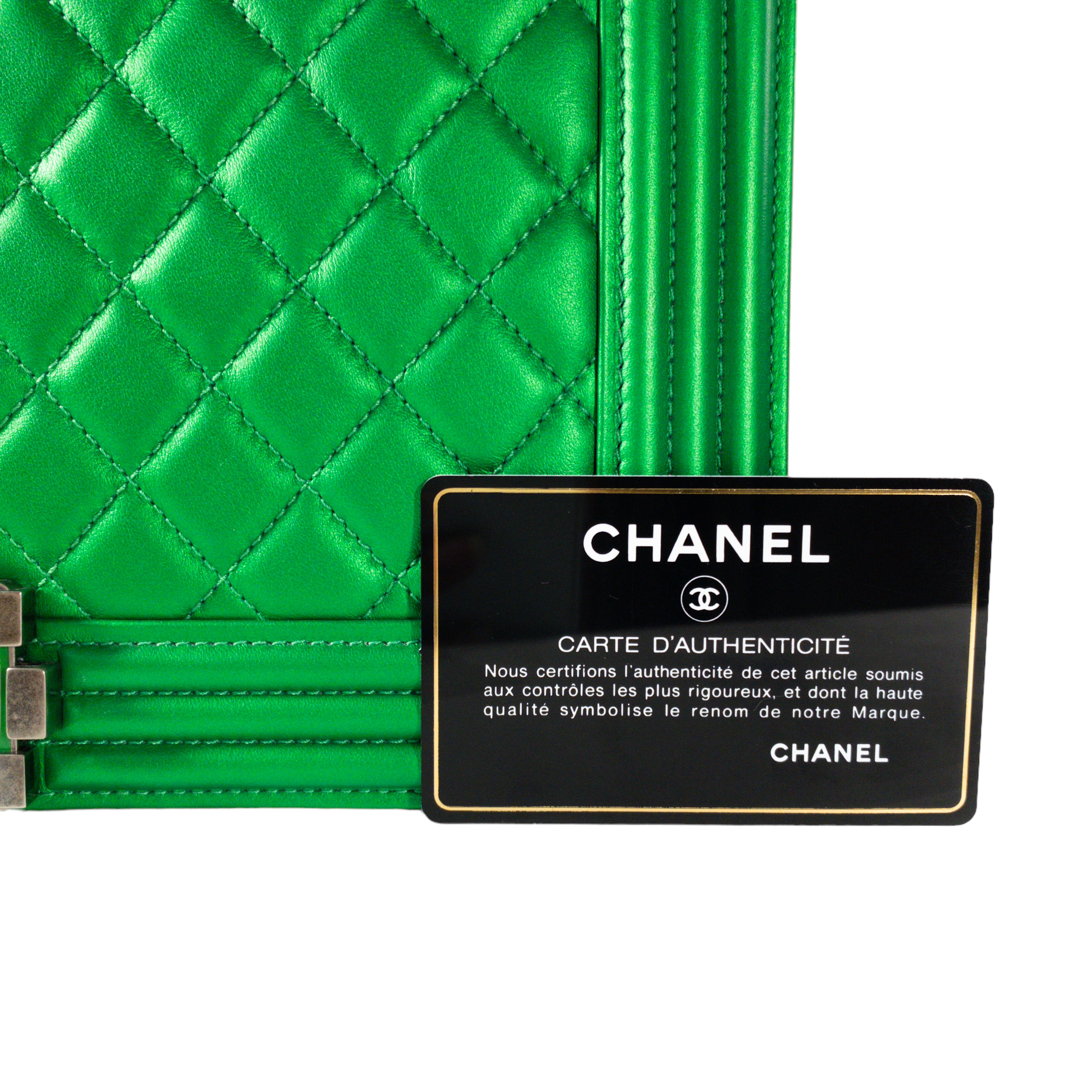 Chanel Metallic Green Large Boy Bag RHW