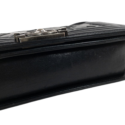 Chanel Black Arabesque Embossed Medium Boy Bag RHW