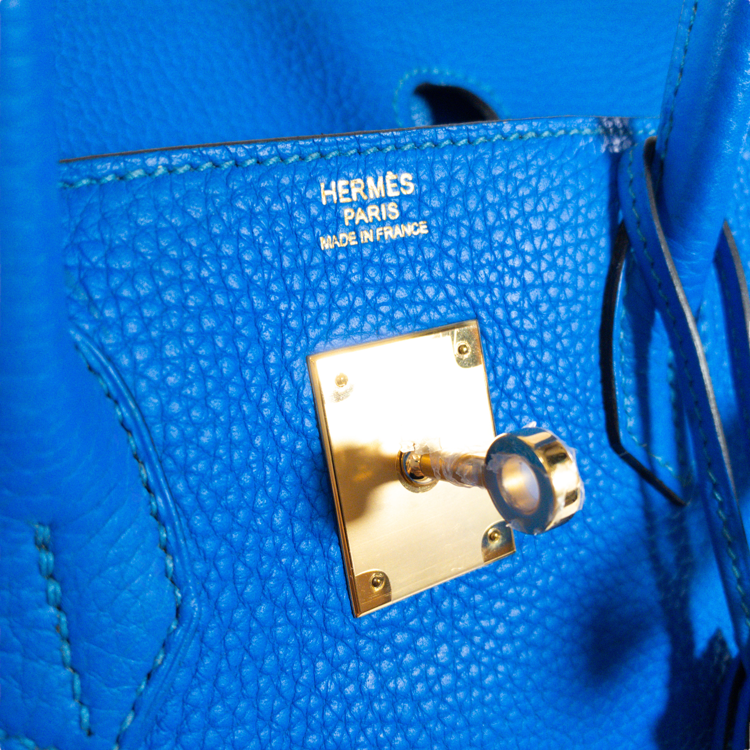 Hermes Blue Hydra Clemence Birkin 30cm GHW