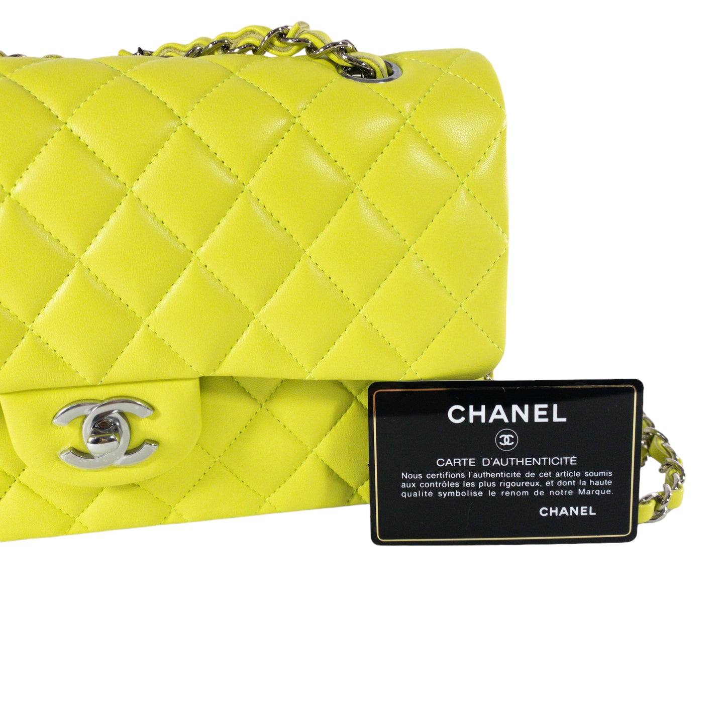 Chanel Neon Yellow Medium Classic
