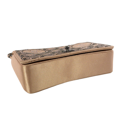 Chanel Nude Satin Crystal Embellished Vintage Flap